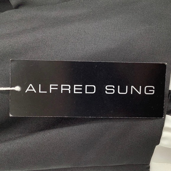 NEW! Alfred Sung Size 2 Strapless Sweetheart Stripe Dress Gown $242 msrp I24-8 - Picture 10 of 11